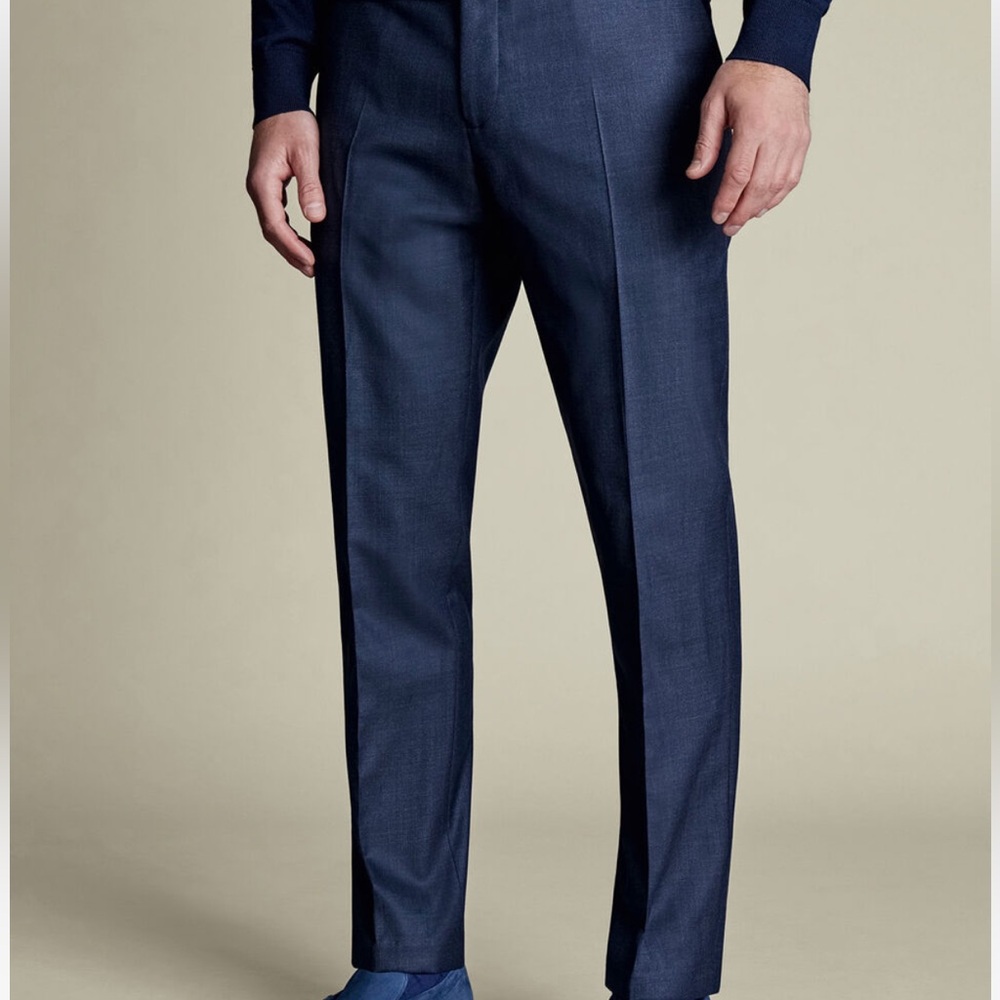 Charles Tyrwhitt Men's Navy Dress Trousers